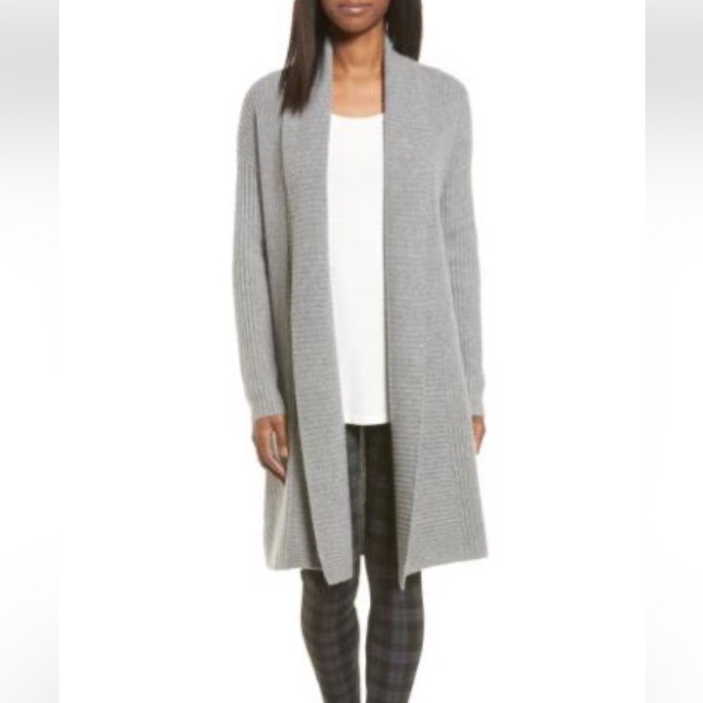Long Ribbed Cashmere Cardigan